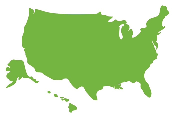 Map of U.S. in green