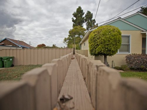 Wooden fence dividing two persons' homes